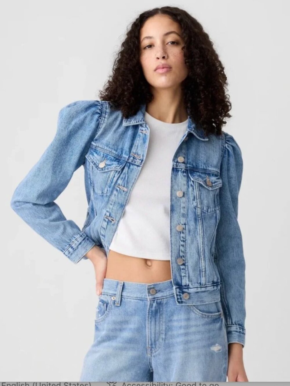 Puff Sleeve Denim Jacket from GAP